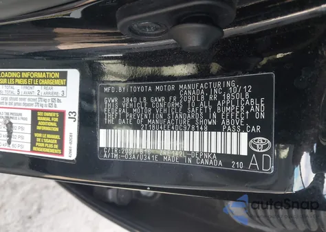 2013 Toyota Corolla Le z USA, uszkodzony, nr VIN 2T1BU4EE4DC978148